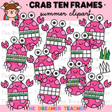Summer Ten Frames Crab Clipart | Math Graphics | Ocean Animals