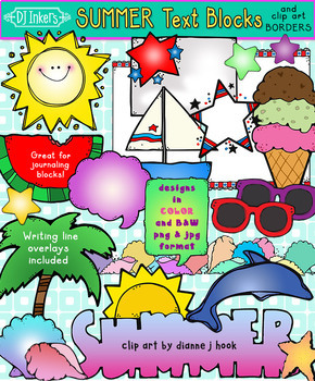 Preview of Summer Text Blocks Clip Art Borders, Notes and Labels by DJ Inkers