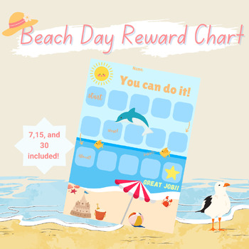 Preview of Summer Theme Beach Day Reward Chart For Good Classroom Behaviour