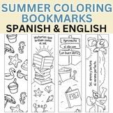 Summer Theme Doodle Coloring Bookmarks in Spanish & English