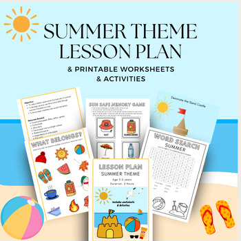 Preview of Summer Theme Lesson Plan With Worksheets & Activities
