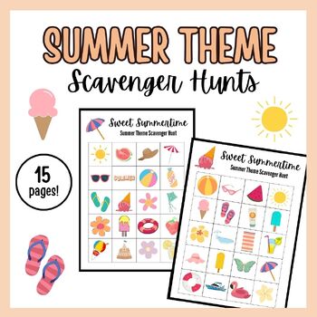 Preview of Summer Theme Printable Scavenger Hunt Activity Package