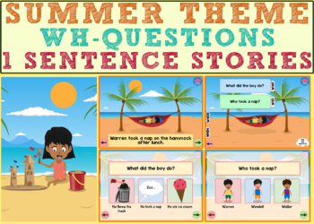 Summer Theme: Wh- Questions (1 Sentence Stories) - Vol 1 by Cloud ...
