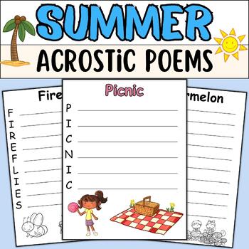 Summer Themed Acrostic Poems | Summer Writing Activity | 15 Poems to Print