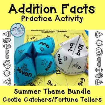 Preview of Summer Themed Addition Fact Fluency Practice Cootie Catchers