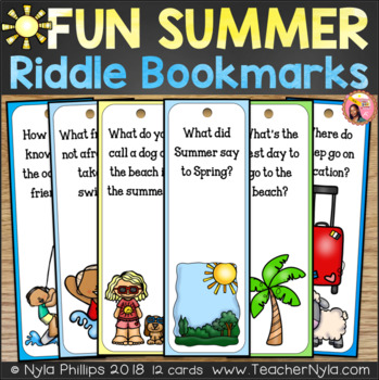 Summer Themed Bookmarks with Silly Joke Riddles by Nyla's Crafty Teaching