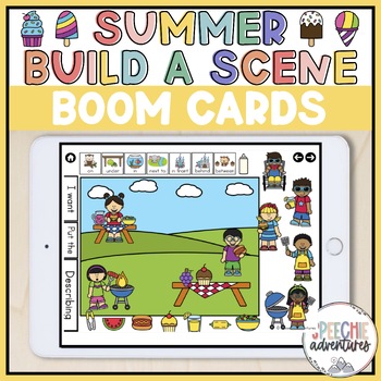 Preview of Summer Themed Build a Scene for Early Language Skills in Speech Language Therapy
