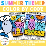 Summer Themed Color By Code Addition and Subtraction to 10 & 20