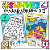 Summer Themed Multiplication Math Fact Color by Number (Co