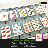 Summer-Themed Count and Match Activity, Numbers One to Ten