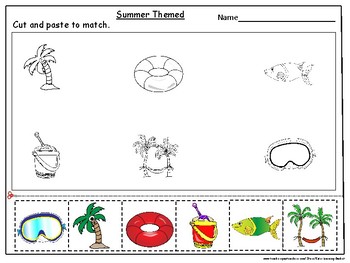 summer themed cut and paste activity worksheets by kids learning basket