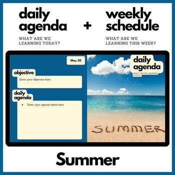 Preview of Summer Themed Daily Agenda + Weekly Schedule for Google Slides