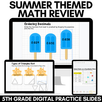 Preview of 5th grade end of year math activities - geometry, measurement, fractions & more