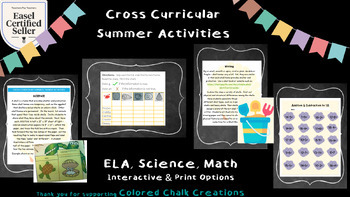 Preview of Summer Themed ELA, Math & Science Activities