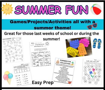 Preview of End of the Year Games/Activities and Printables with a Summer Theme