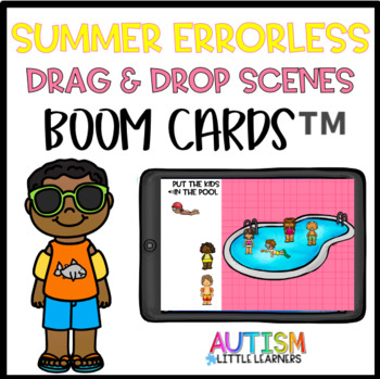 Preview of Summer Themed Errorless Drag & Drop Scenes Boom Cards™