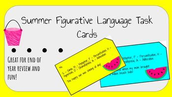 Preview of Summer Themed Figurative Language Task Cards - TEST PREP