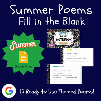 Summer Themed Fill in the Blank Poems by Digital Breakout Guy | TPT
