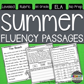 Preview of Summer Themed Fluency Passages Distance Learning