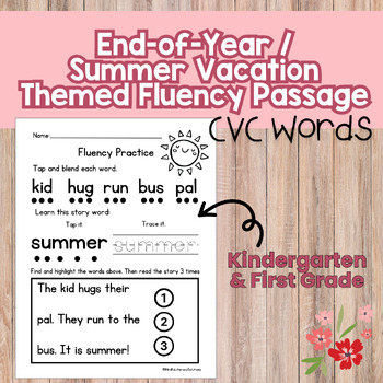 Preview of Summer Themed Fluency Practice Passage | End of Year | Literacy Center Activity