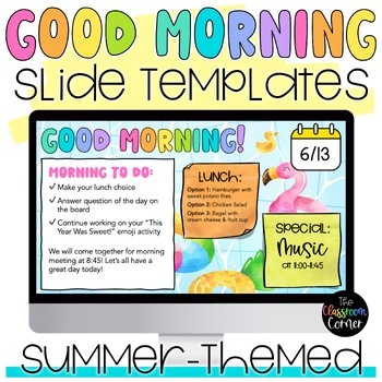 Preview of Summer Themed Good Morning Slide Templates