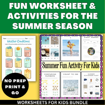 Summer-Themed Holiday Fun Activities and Worksheets Bundle by Happy ...