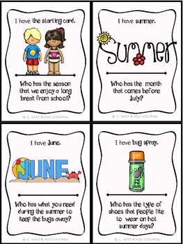 Summer Themed: I have, Who Has? {24 Cards +Answer Key} by Abc123is4me