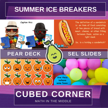 Preview of Summer Themed Ice Breakers, Brain Breaks, SEL Slides - PEAR DECK