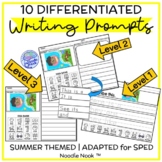 Summer Themed Leveled Writing Prompt Worksheets (Adapted f