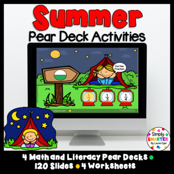 Preview of Summer Themed Math And Literacy Pear Deck Google Slides Add-On Activities