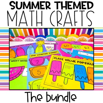 Preview of End of Year Summer Themed Math Craft Bundle | Math Crafts