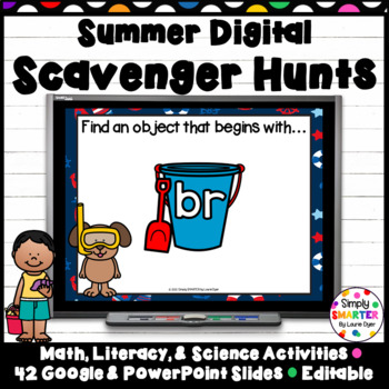 Preview of Summer Themed Math, Literacy, and Science DIGITAL Scavenger Hunts