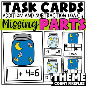 Preview of Missing Addends Math Fluency Task Cards: Facts within 10