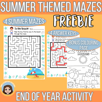 Preview of Summer Themed Mazes | Low Prep, Fast Finisher Activities