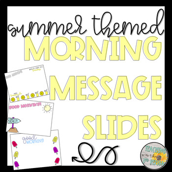 Preview of Summer Themed Morning Message Slide Templates *Editable*