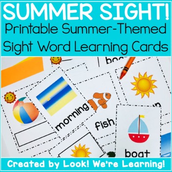 Preview of Summer-Themed Noun Sight Word Flashcards - Summer Sight!