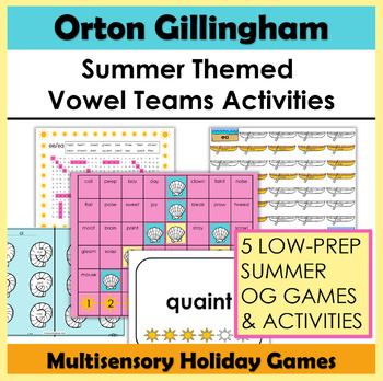 Preview of Summer Themed Orton Gillingham Activities and Games Vowel Teams