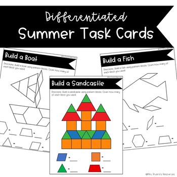 Preview of Summer Themed Pattern Block Task Cards