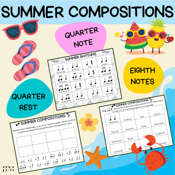 Preview of Summer-Themed Rhythm Composition Packet (Print & Go) for Elementary Music