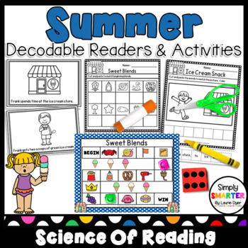 Preview of Summer Themed Science Of Reading Decodable Readers With Activities