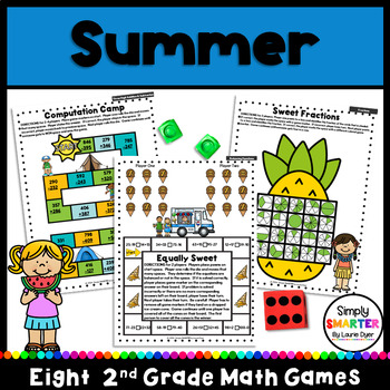 Preview of 50% OFF Summer Themed Second Grade Math Games