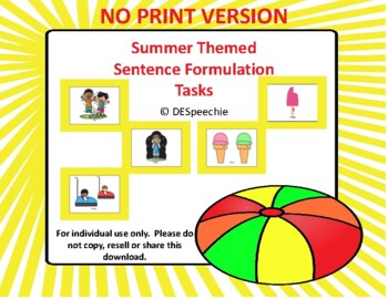 Preview of Summer Themed Sentence Comprehension Tasks - NO PRINT Version