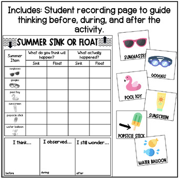 Summer Themed Sink or Float Science Activity | TPT