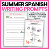 Summer Themed Spanish Writing Prompts | High School Spanis