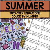 Summer Themed Two Step Equations Color by Number for Middl