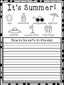 summer themed writing worksheets by bean bag teacher tpt