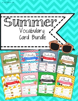 Preview of Summer Themes Vocabulary Card Bundle - Preschool Language