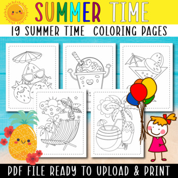 Preview of Summer Time Coloring Pages - Summer Break Coloring Pages