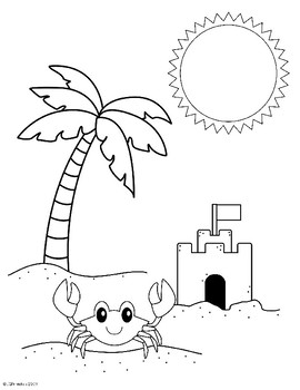 summer coloring page  summer time color sheet