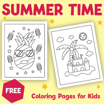 Preview of Summer Time Coloring Sheets for Kids | Printable PDF